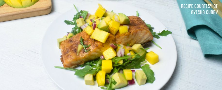 mango set 4 Ayesha Curry’s Spiced Salmon with Mango Avocado Salad